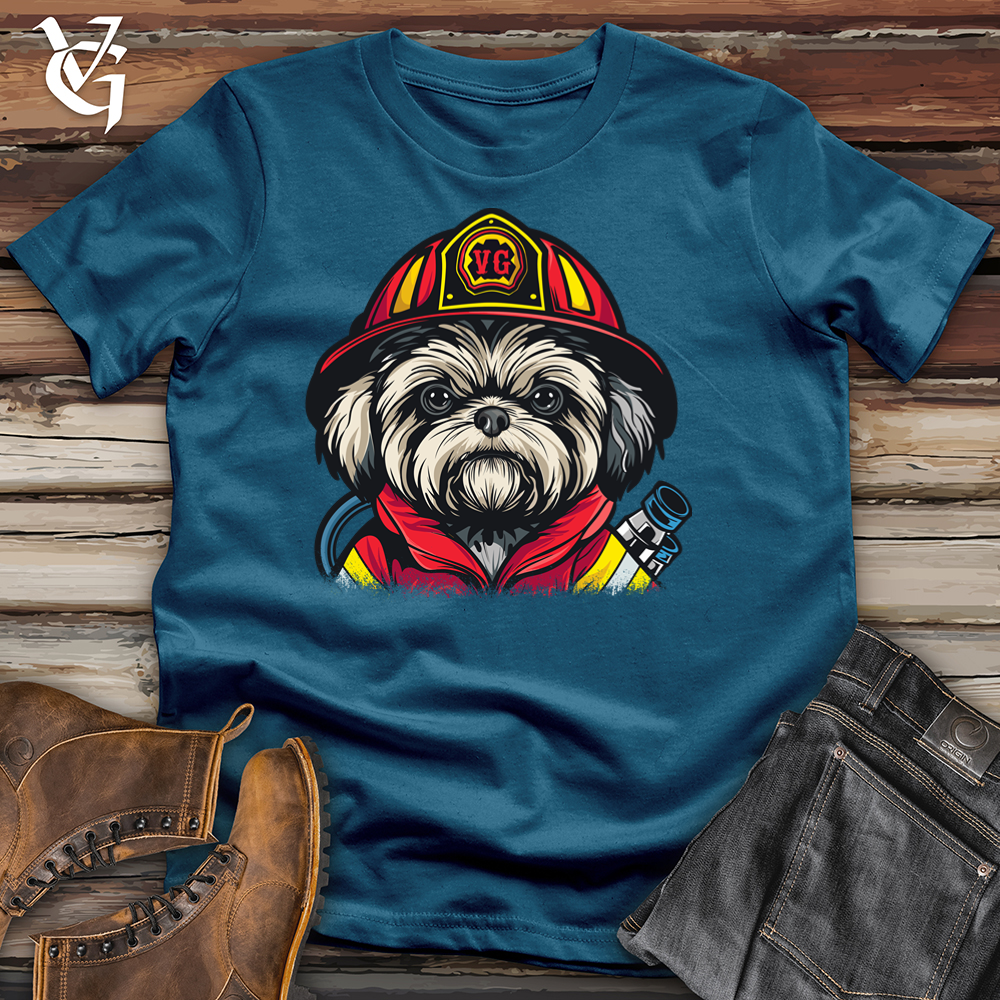 Viking Goods Firefighter Shih Tzu Cotton Tee Deep Teal / L