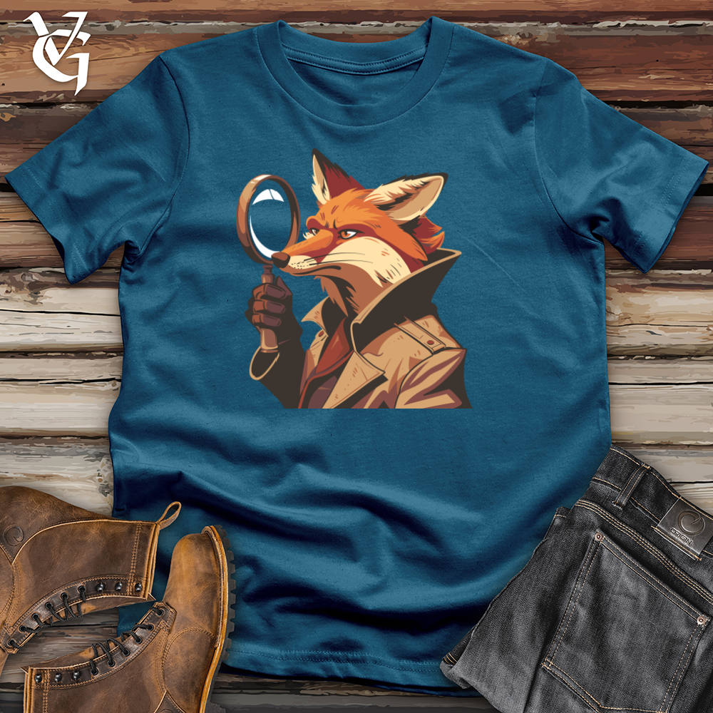 Viking Goods Fox Detective Sleuth Cotton Tee Deep Teal / L