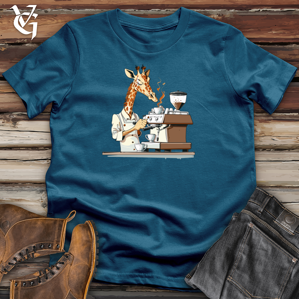Viking Goods Giraffe Barista Brew Cotton Tee Deep Teal / L