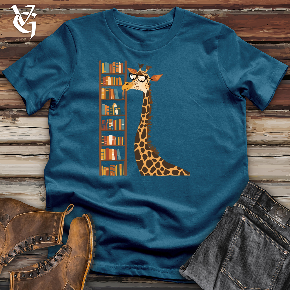 Viking Goods Giraffe Librarian Look Cotton Tee Deep Teal / L