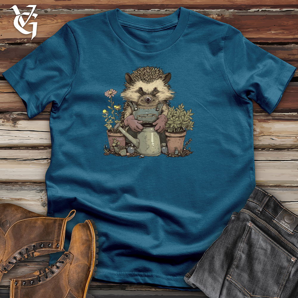 Viking Goods Hedgehog Gardener Portrait Cotton Tee Black / L