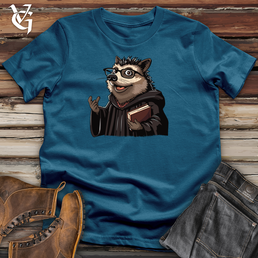 Viking Goods Hedgehog Professor Wisdom Cotton Tee Deep Teal / L