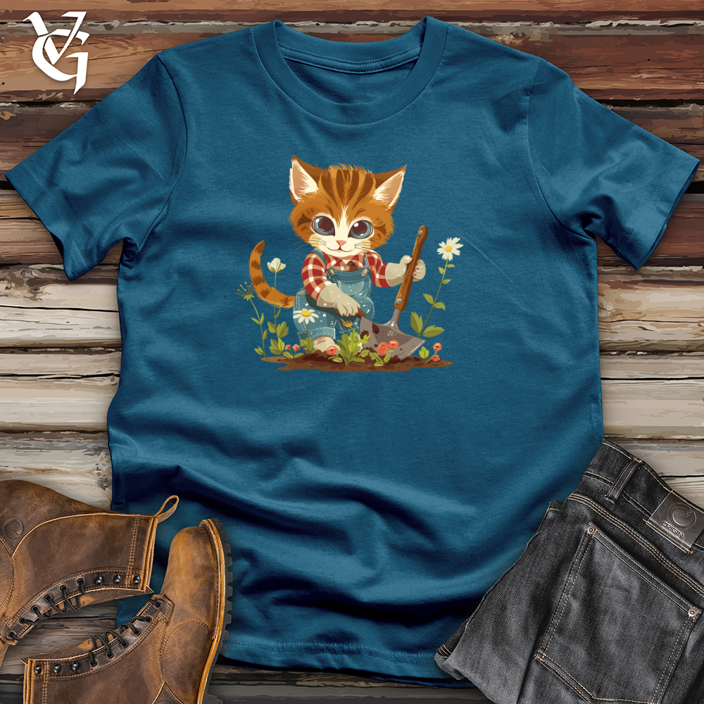Viking Goods Kitten Gardener Delight Cotton Tee Deep Teal / L
