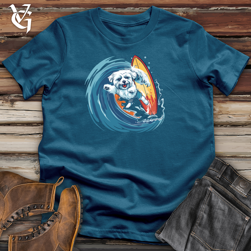 Viking Goods Maltese Surfer Wave Cotton Tee Deep Teal / L