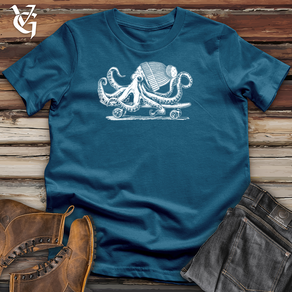 Viking Goods Octopus Chillin Skateboard Cotton Tee Deep Teal / L