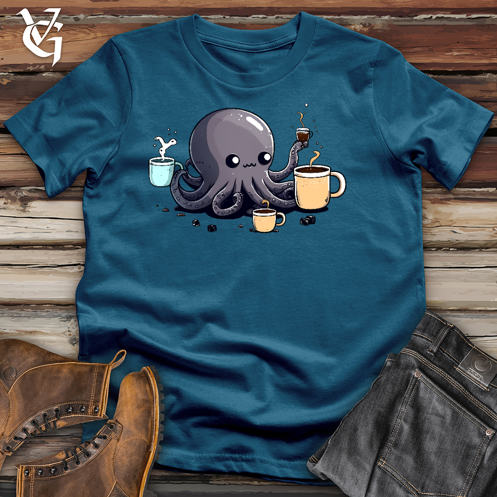 Viking Goods Octopus Coffee Addict Cotton Tee Deep Teal / L