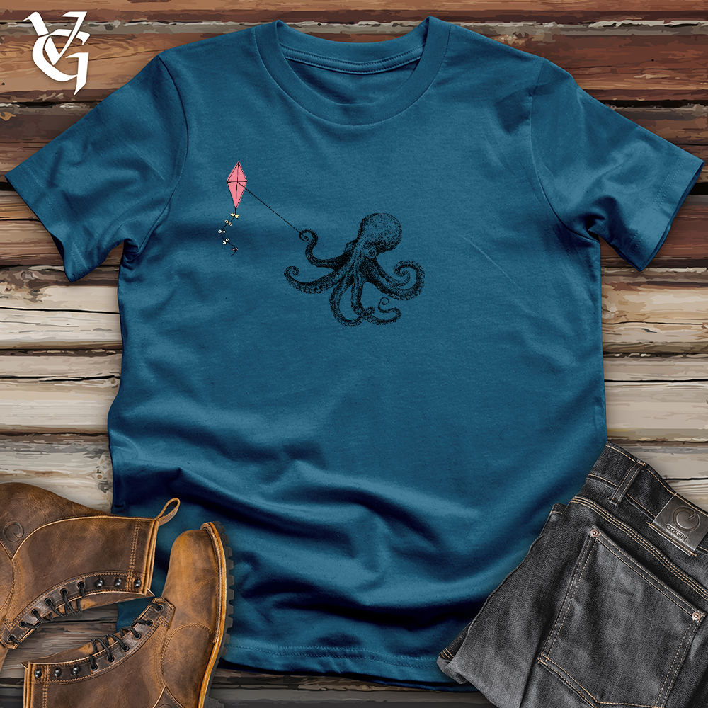 Viking Goods Octopus Flying Kyte Cotton Tee Deep Teal / L