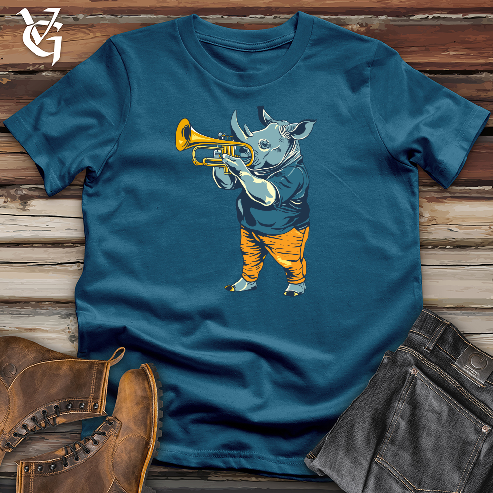 Viking Goods Rhino Playing Trumpet Cotton Tee Deep Teal / L