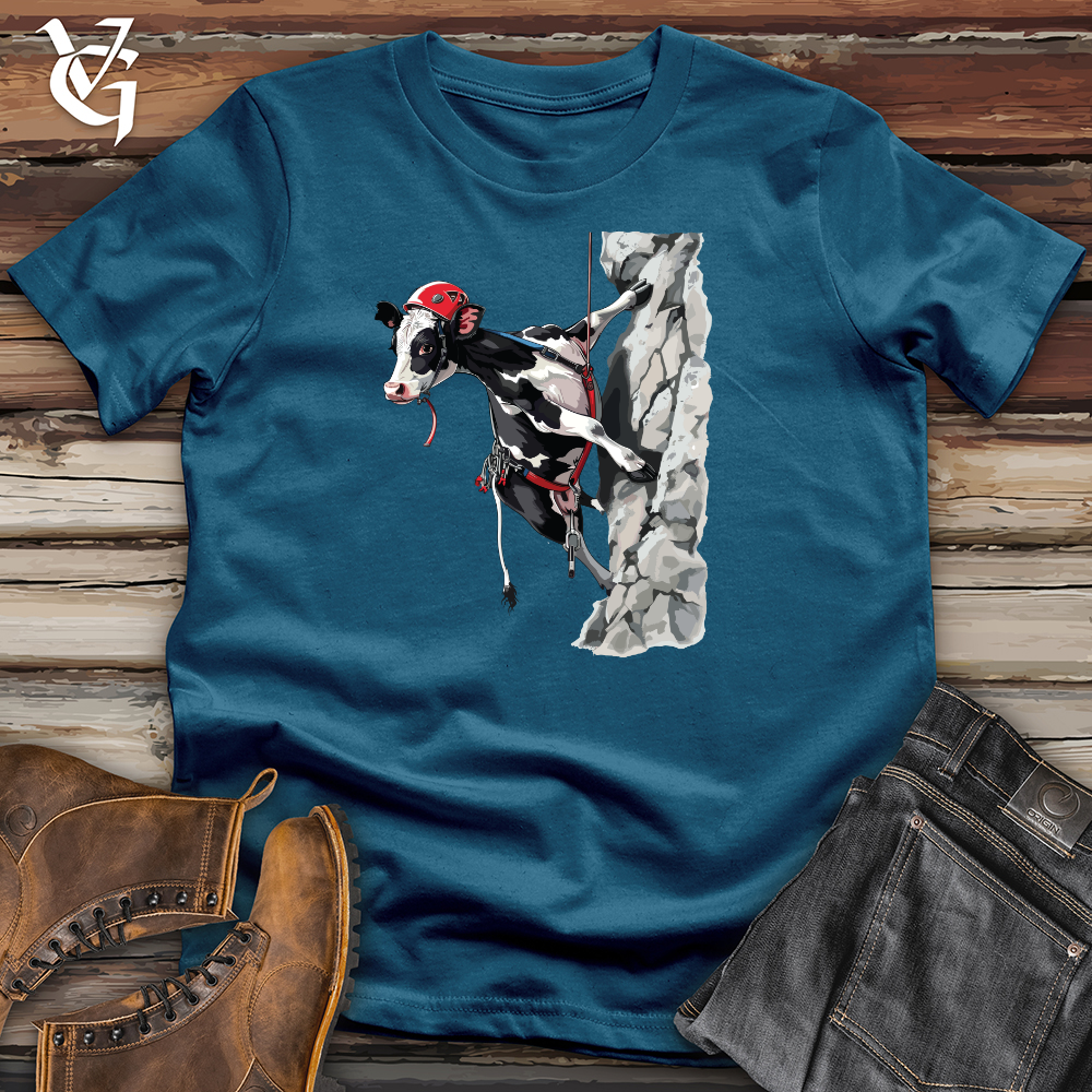 Viking Goods Rock Climbing Cow Cotton Tee Deep Teal / L