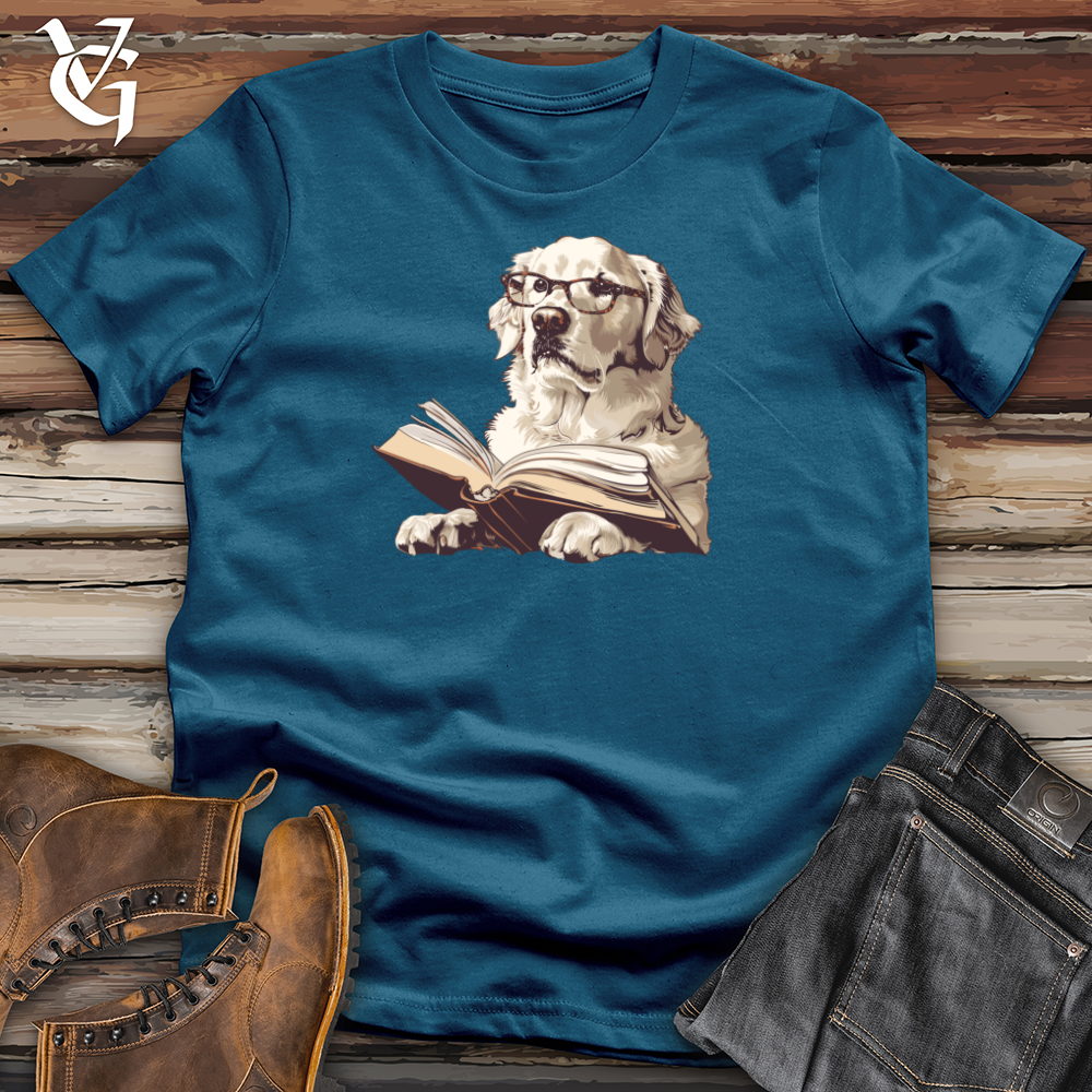 Viking Goods Scholarly Golden Retriever Bookmark Cotton Tee Deep Teal / L