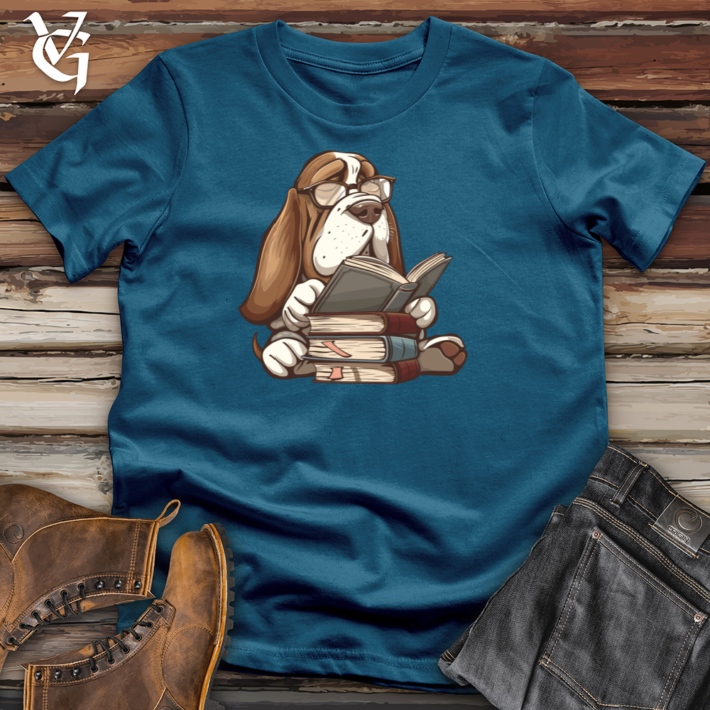Viking Goods Scholarly Hound Librarian Cotton Tee Deep Teal / L