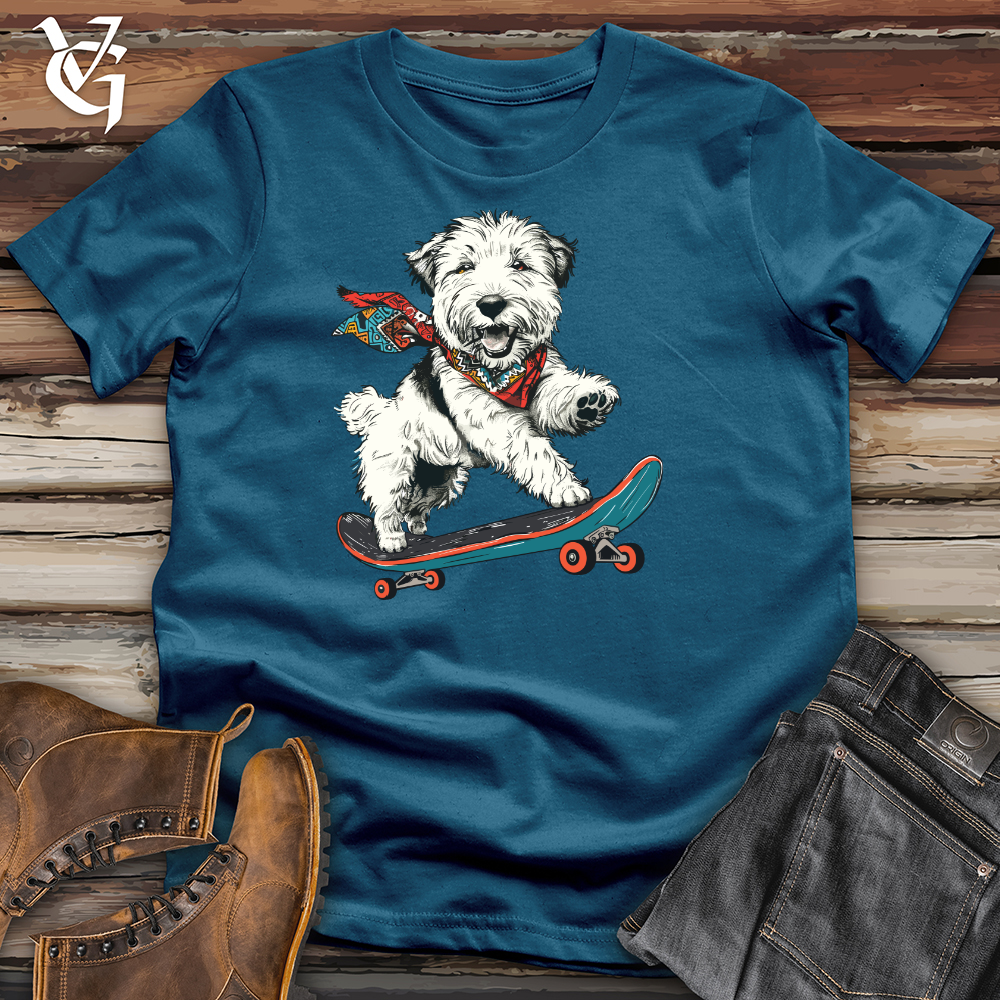 Viking Goods Sheepdog Skateboard Bandana Cotton Tee Deep Teal / L