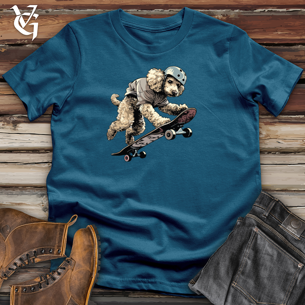 Viking Goods Skateboarding Poodle Thrills Cotton Tee Deep Teal / L