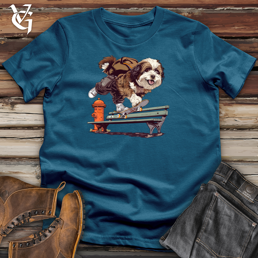 Viking Goods Skater Havanese Kickflip Cotton Tee Deep Teal / L