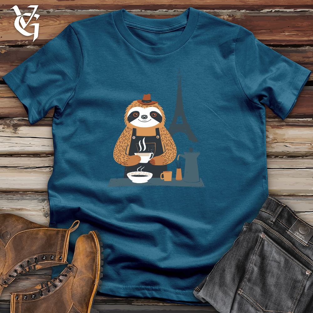 Viking Goods Sloth Barista Charm Cotton Tee Deep Teal / L