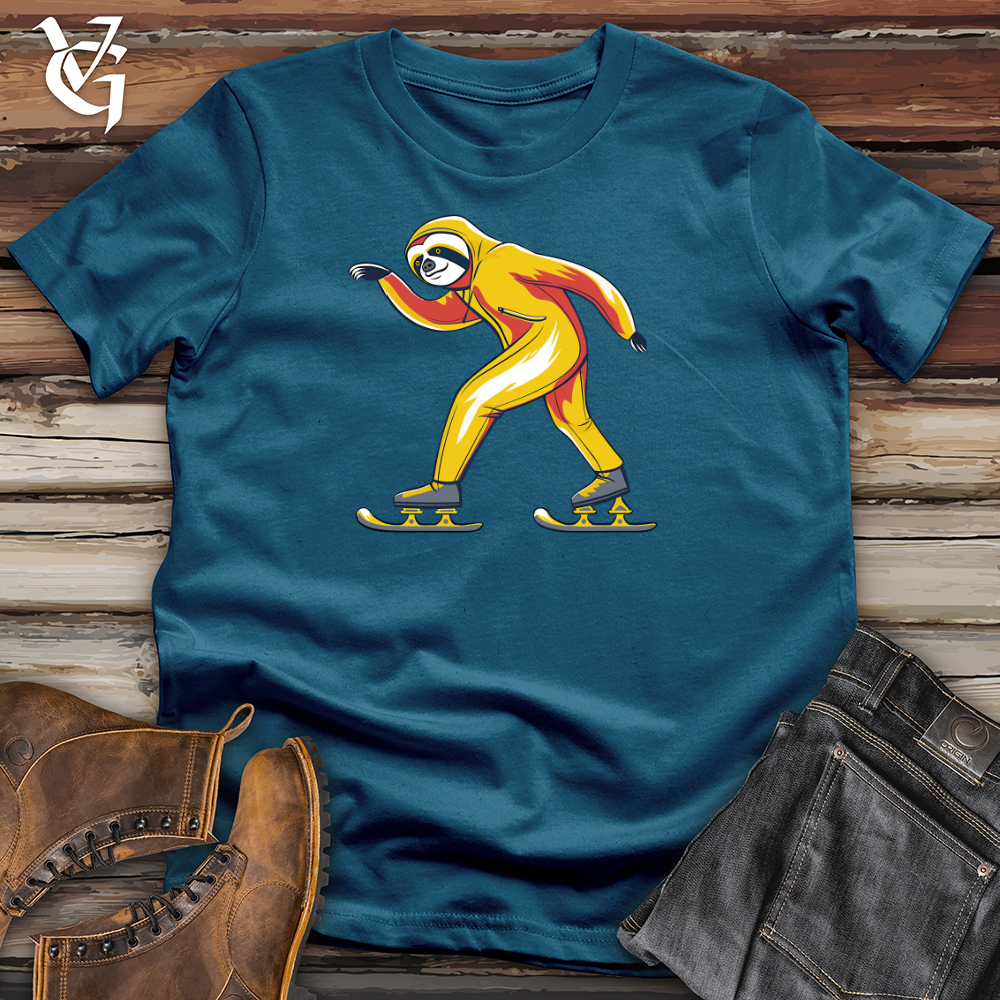 Viking Goods Sloth Ice Skating Cotton Tee Deep Teal / L