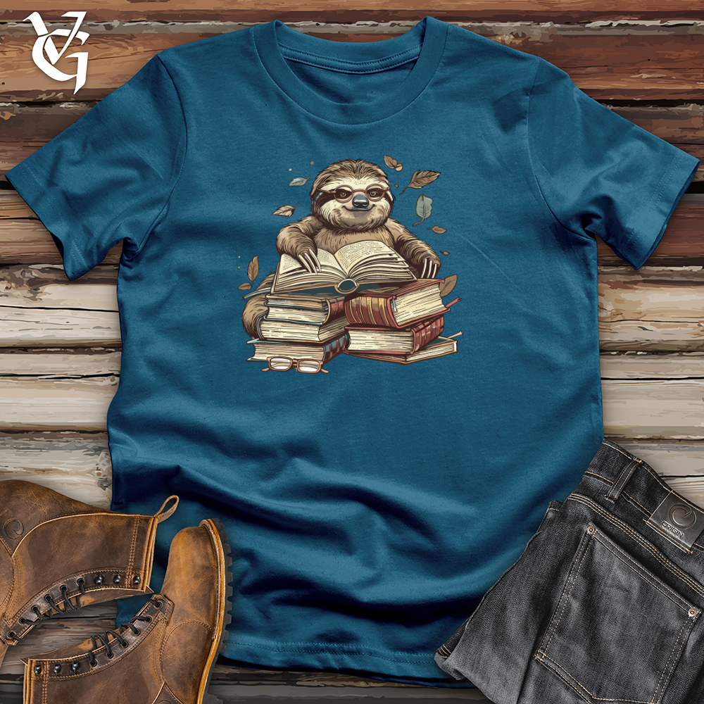 Viking Goods Sloth Librarian Wisdom Cotton Tee Deep Teal / L