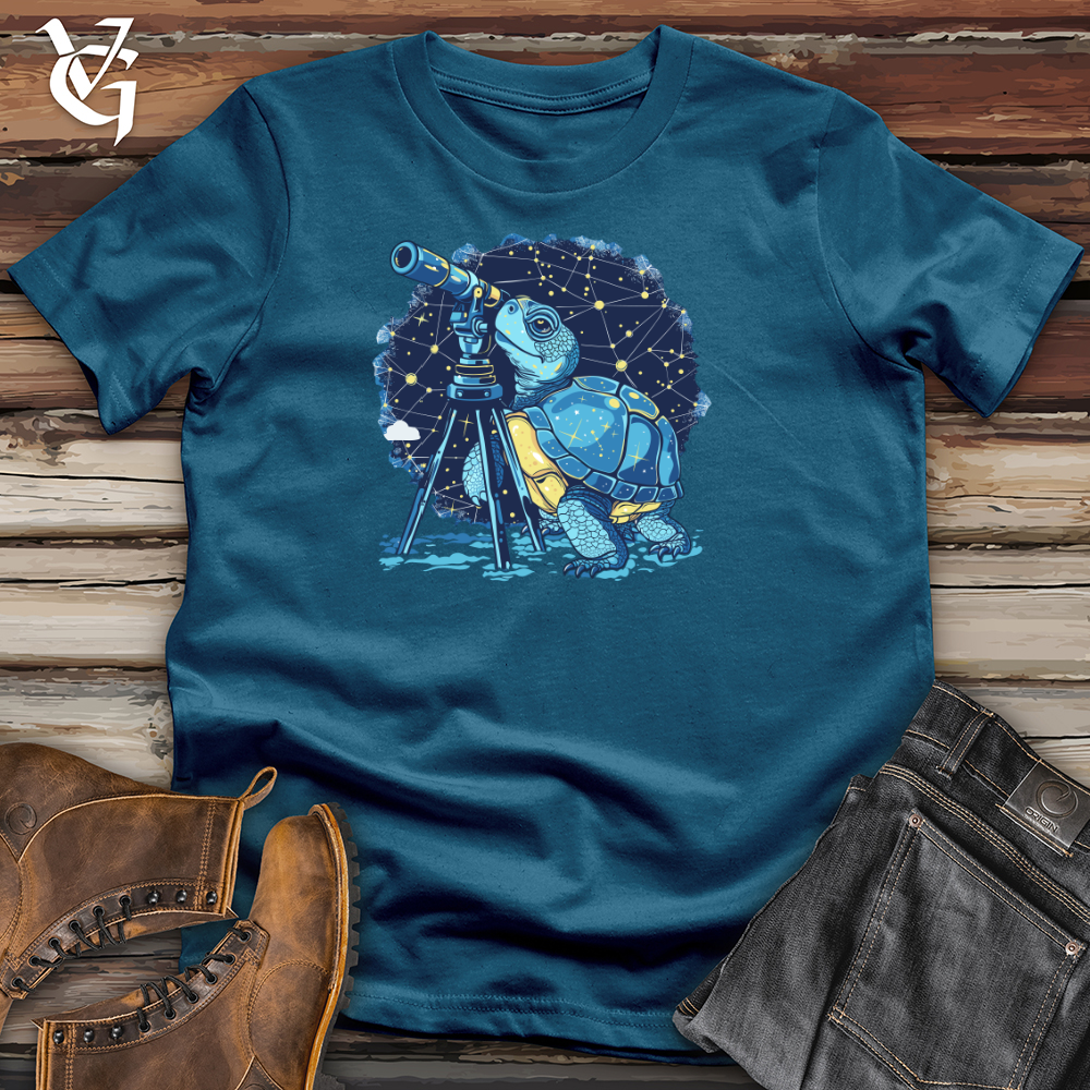 Viking Goods Stargazing Turtle Astronomer Cotton Tee Deep Teal / L