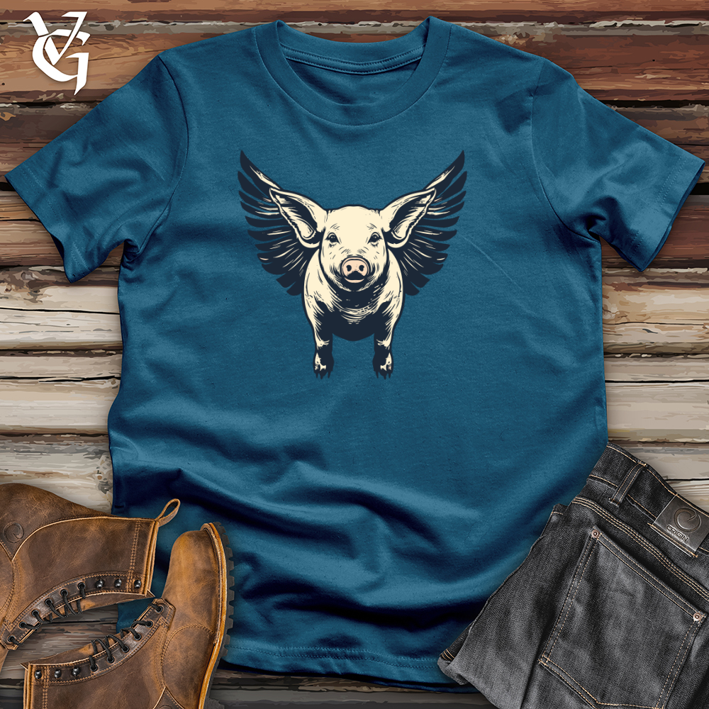 Viking Goods Vintage Winged Swine Cotton Tee Deep Teal / L