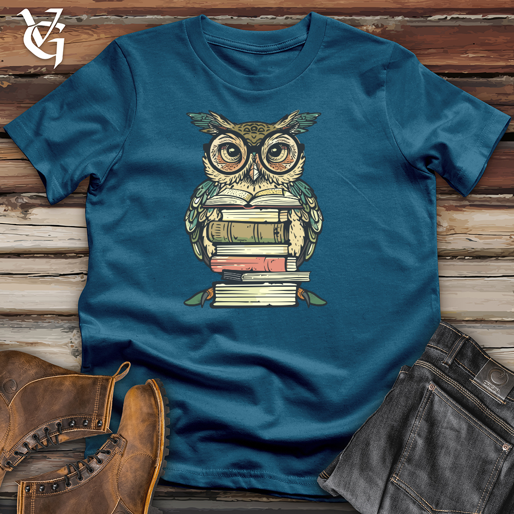 Viking Goods Wise Librarian Owl Cotton Tee Deep Teal / L