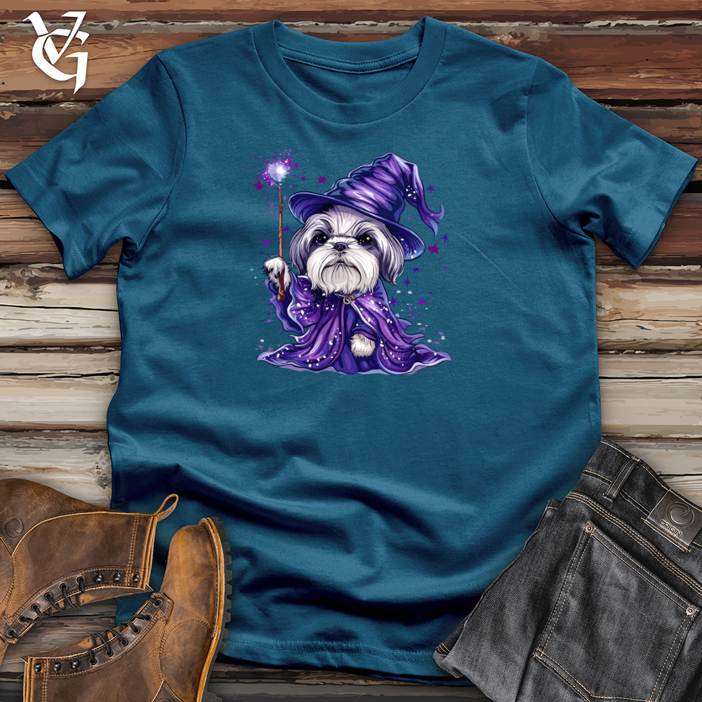 Viking Goods Wizard Shih Tzu Enchantment Cotton Tee Deep Teal / L