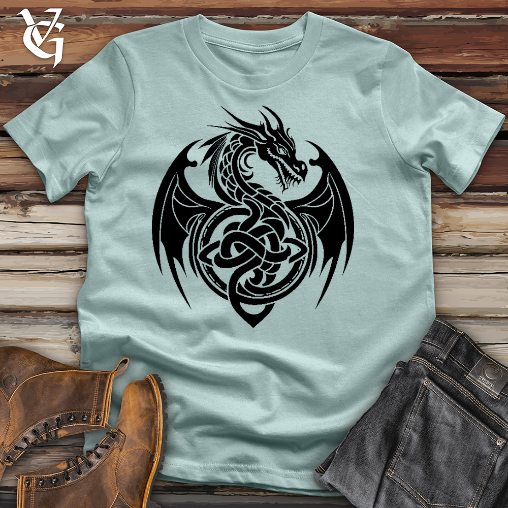 Viking Goods Celtic Rust Dragon Cotton Tee Dusty Blue / L
