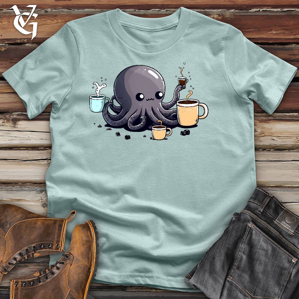 Viking Goods Octopus Coffee Addict Cotton Tee Dusty Blue / L