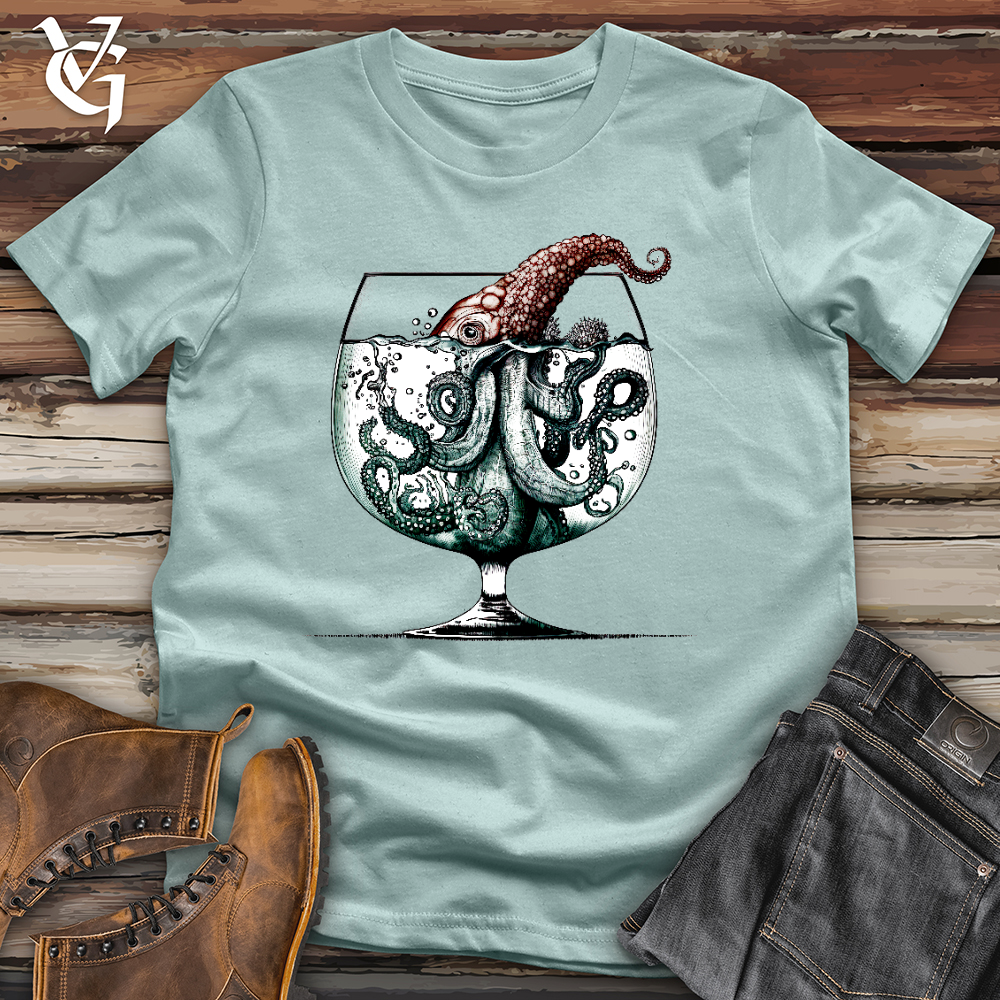 Viking Goods Over Indulging Octopus Cotton Tee Dusty Blue / L