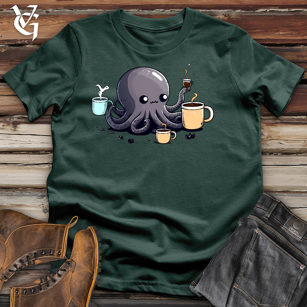 Viking Goods Octopus Coffee Addict Cotton Tee Forest / L