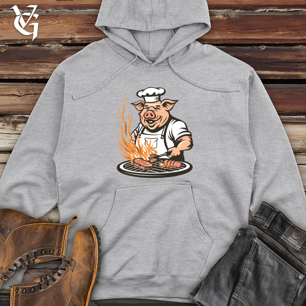 Viking Goods Grillmaster Swine Sizzle Midweight Hooded Sweatshirt Grey Heather / L