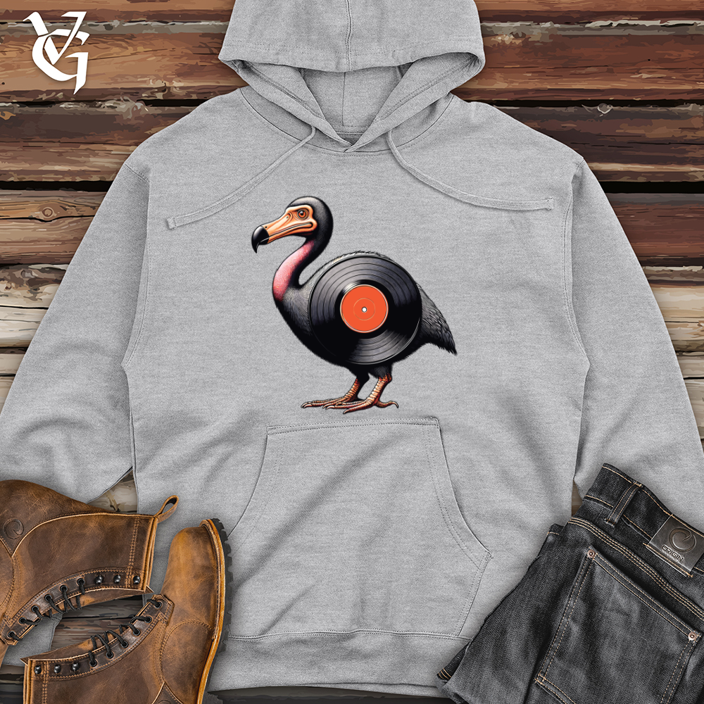 Viking Goods Vinyl Bird Record Midweight Hooded Sweatshirt Grey Heather / L