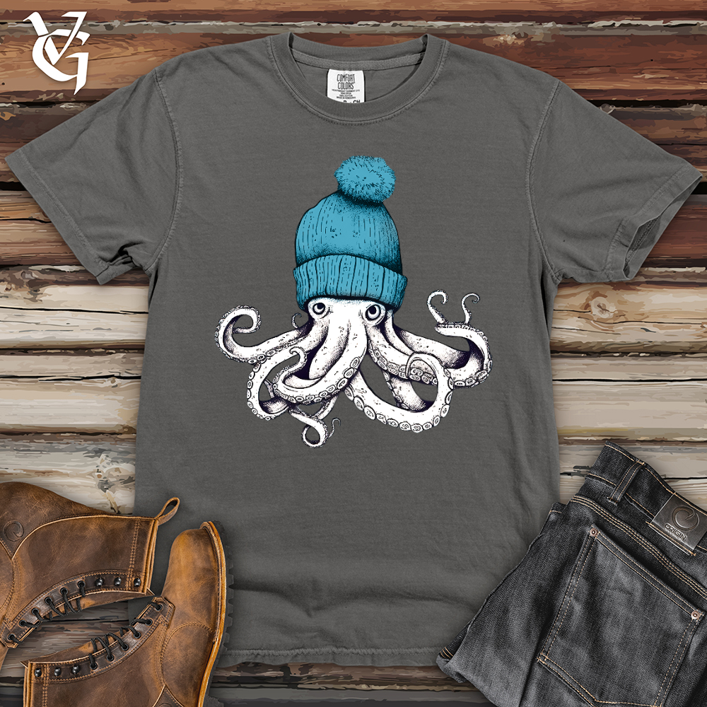 Viking Goods Octopus Wearing Beanie Heavy Cotton Comfort Colors Tee Grey / L