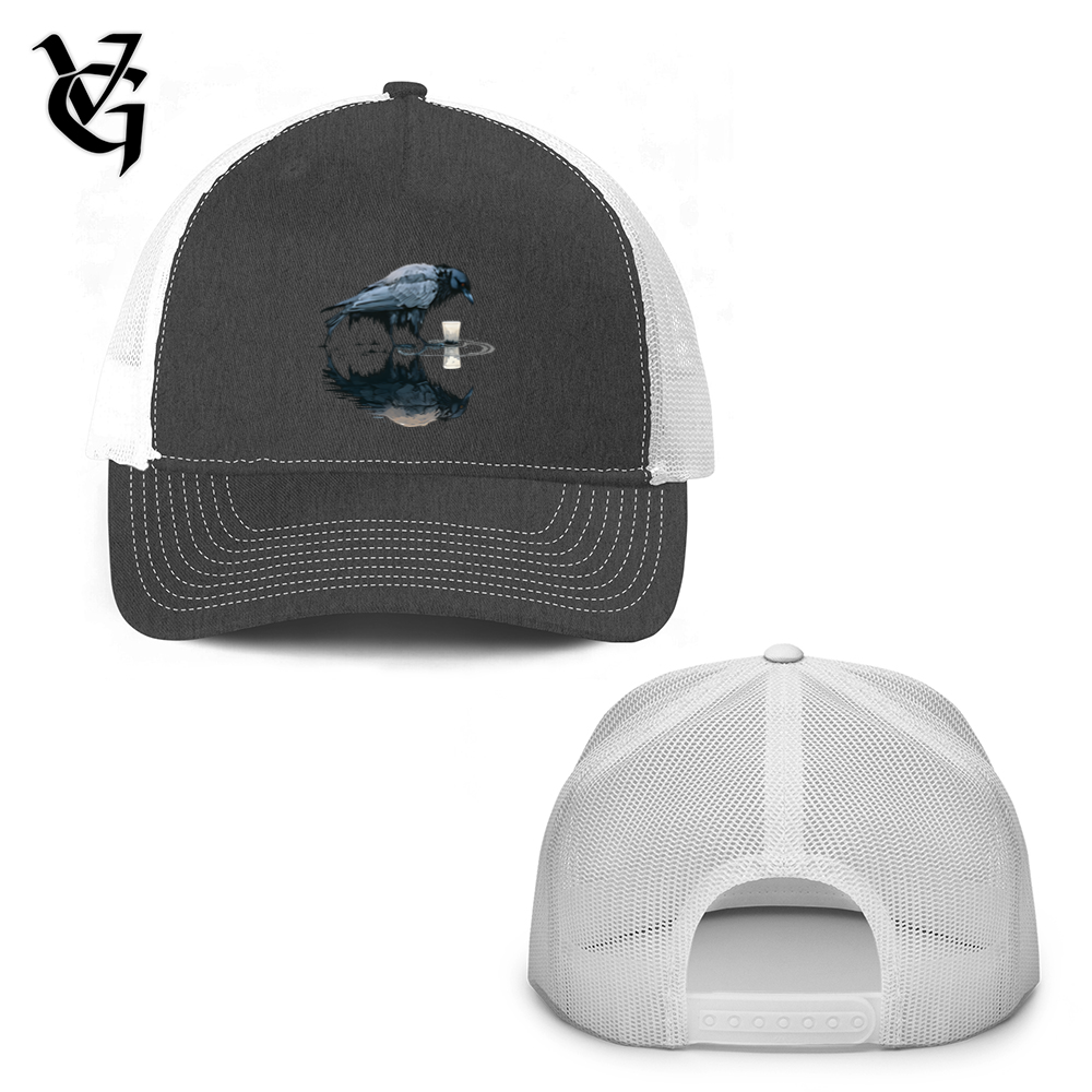 Viking Goods Raven Reflection Trucker Hat Grey Steel/ White