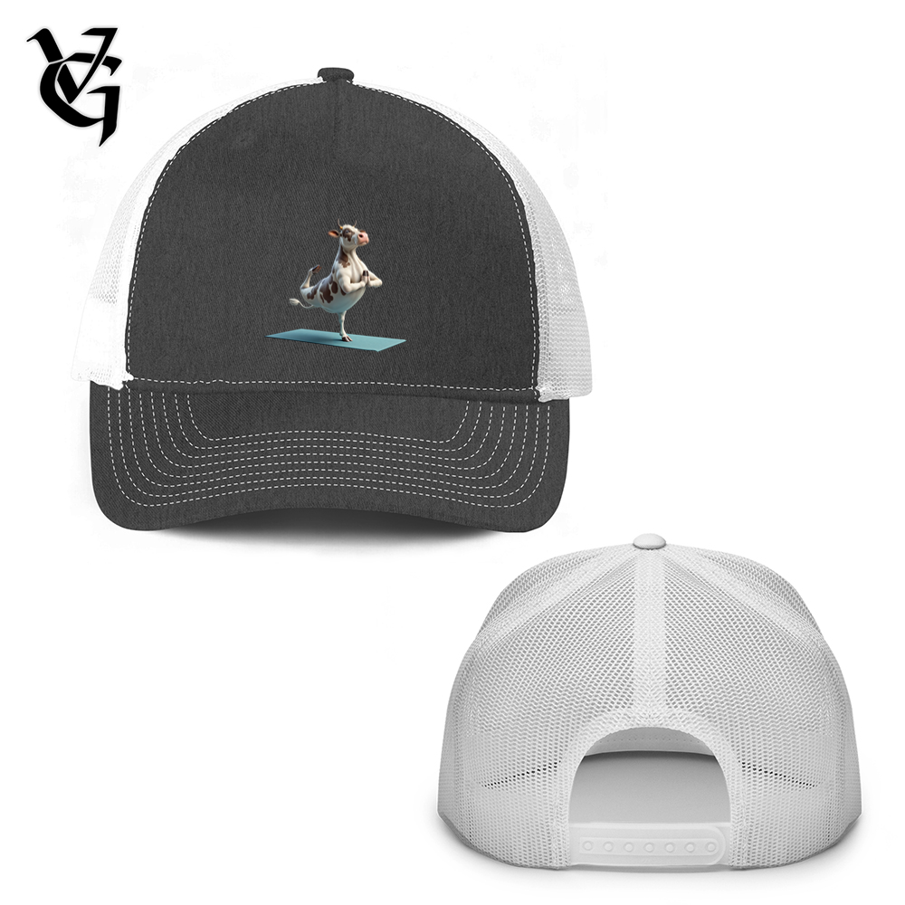 Viking Goods Yoga Cow Trucker Hat Grey Steel/ White