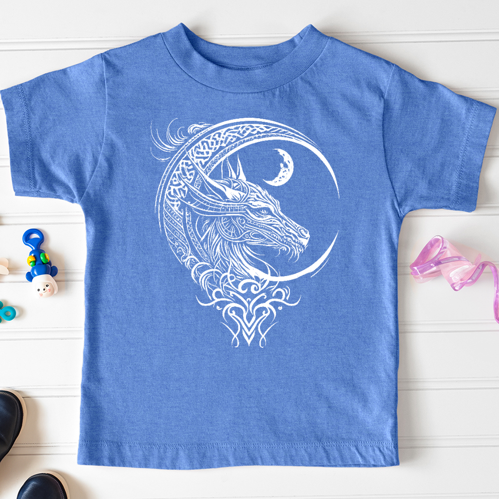 Viking Goods Celtic Dragon and Moon Toddler Tee Heather Columbia Blue / 2T