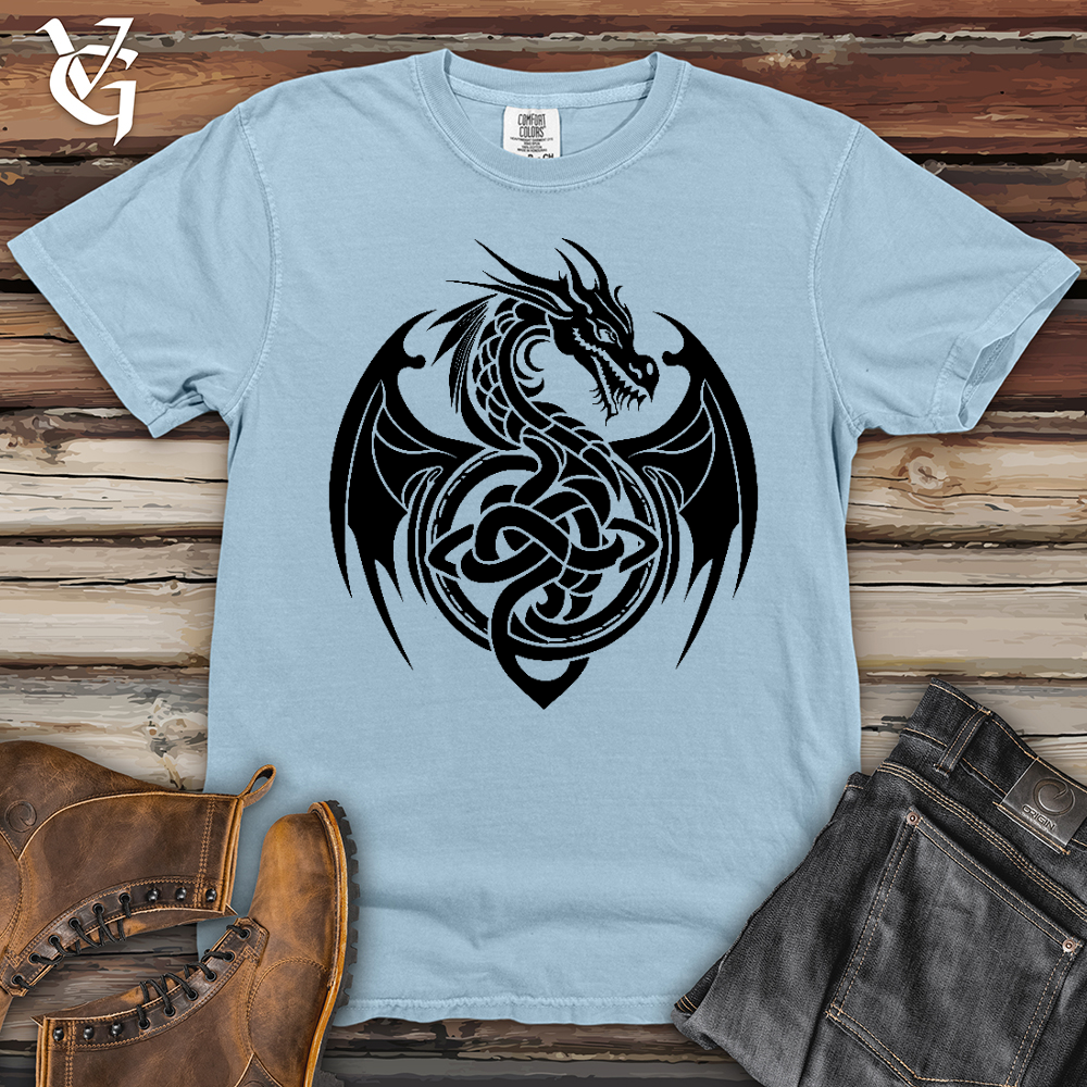Viking Goods Celtic Rust Dragon Heavy Cotton Comfort Colors Tee Hydrangea / L