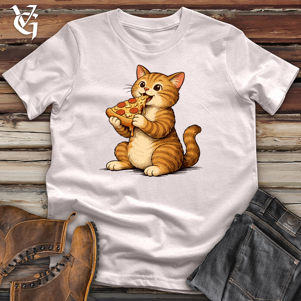 Viking Goods Cat Eating Pizza Tee Ice Grey / L