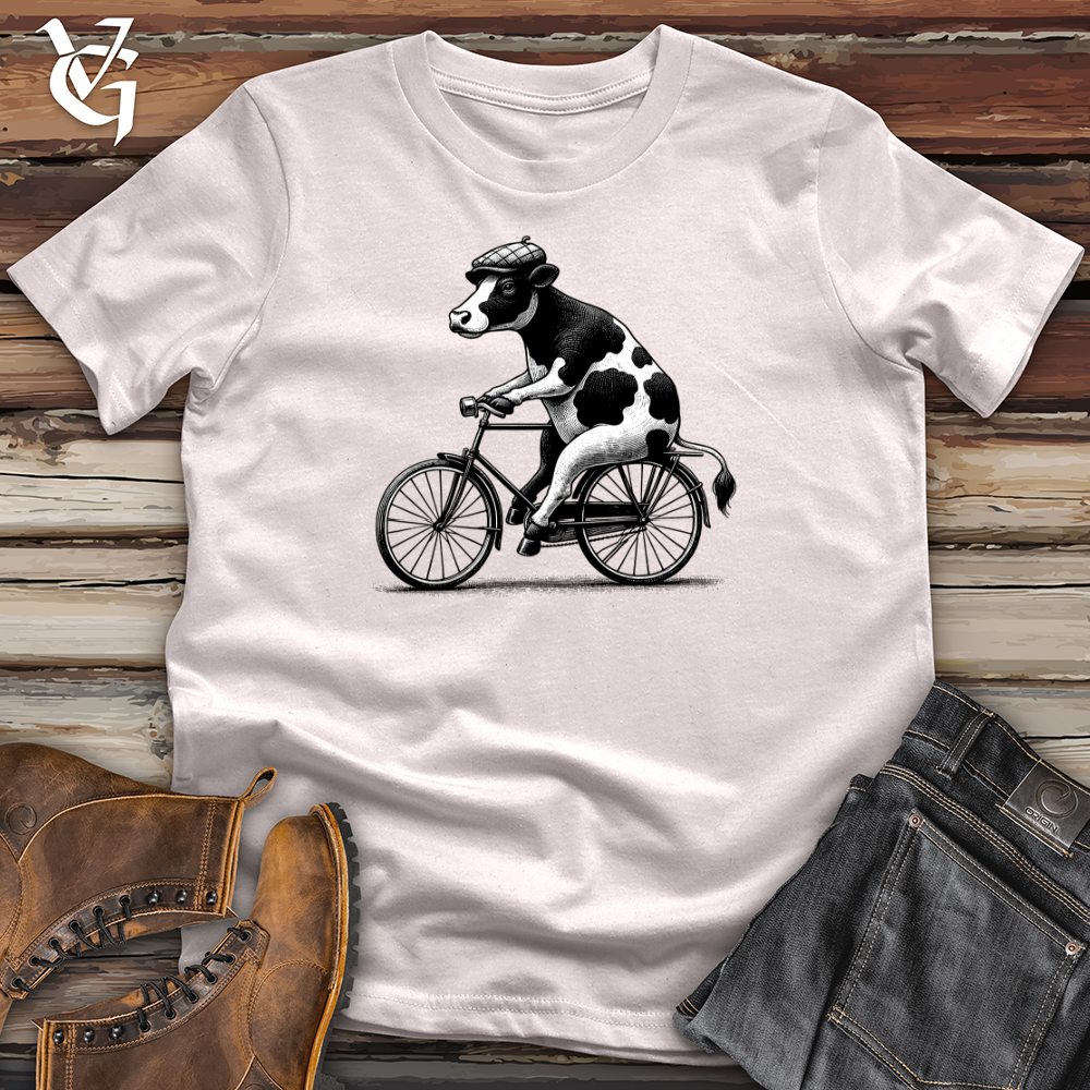 Viking Goods Cow Riding a Bike Softstyle Tee Ice Grey / L
