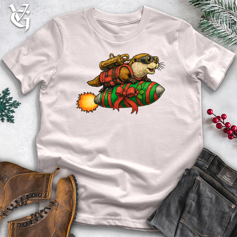 Viking Goods Otter Christmas Rocket Softstyle Tee Ice Grey / S