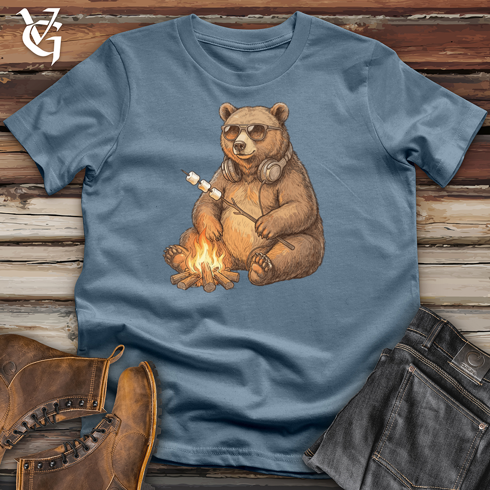 Viking Goods Bear Campfire Marshmallows Tee Indigo Blue / L
