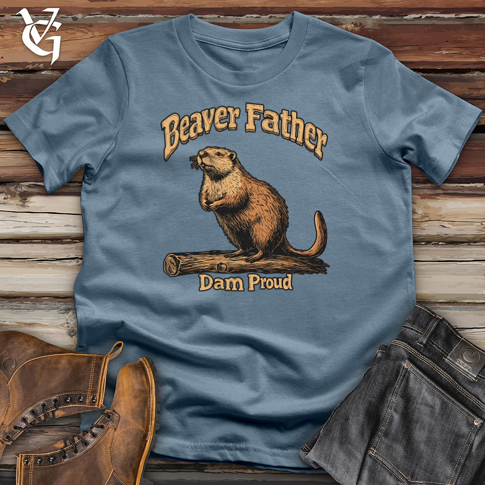 Viking Goods Beaver Father Dam Proud Softstyle Tee Indigo Blue / L