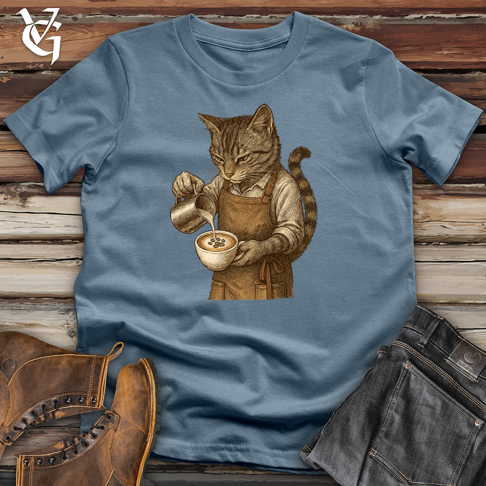 Viking Goods Cat Barista Tee Indigo Blue / L