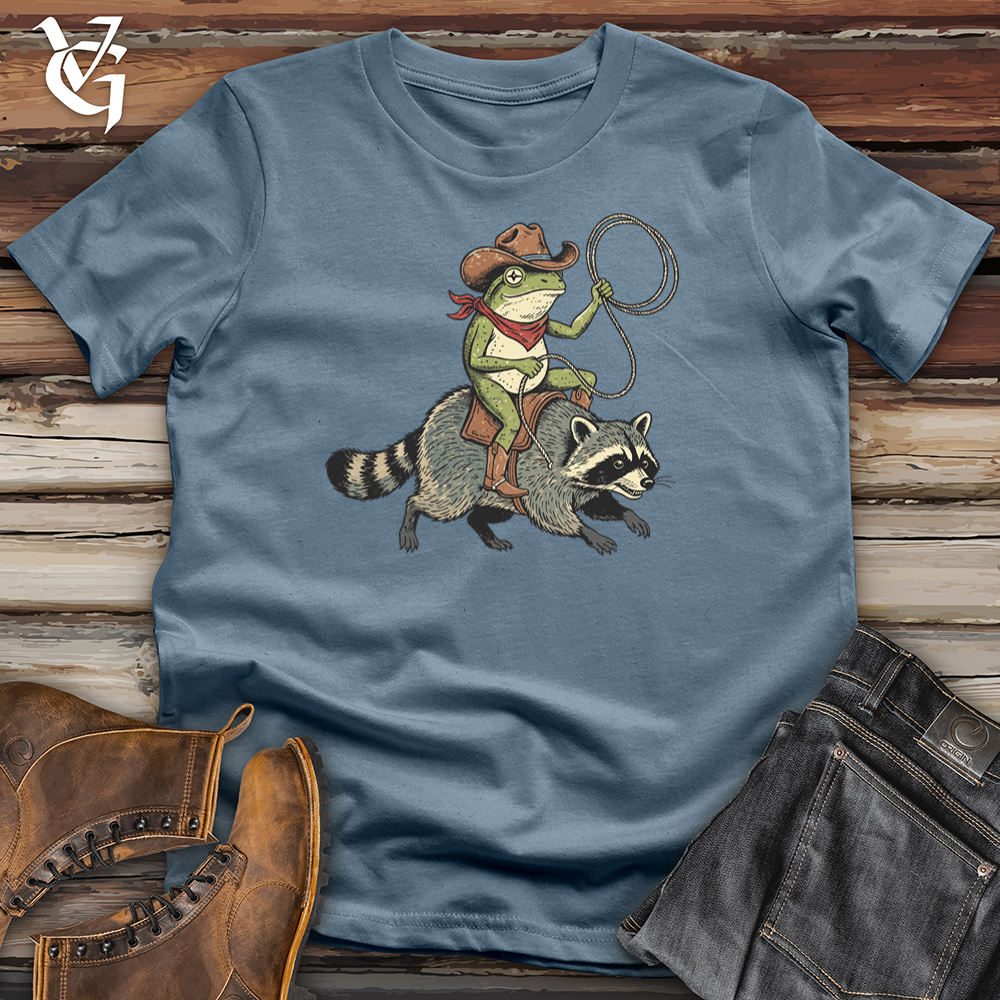 Viking Goods Cowboy Frog Riding Raccoon Tee Indigo Blue / L