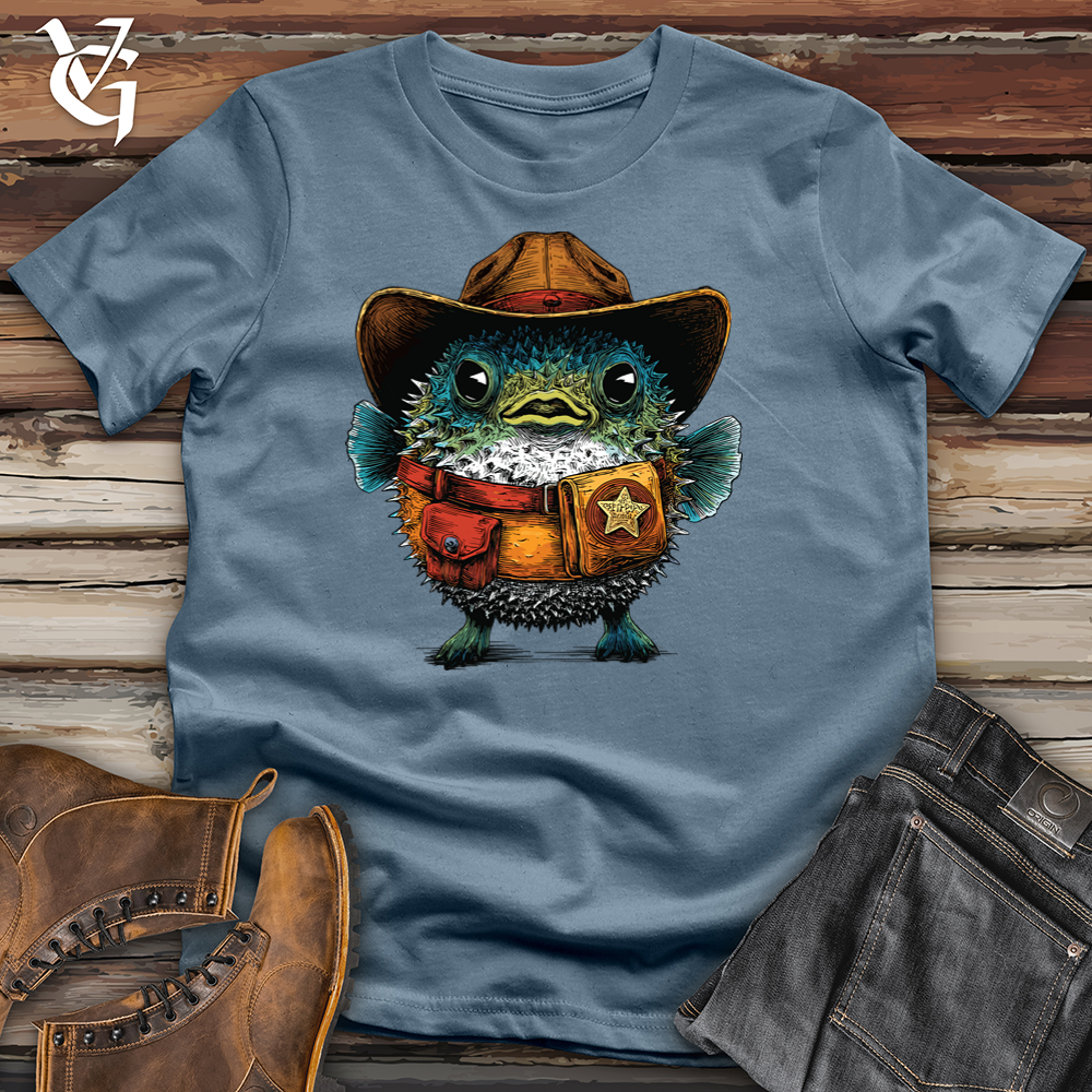 Viking Goods Cowboy Pufferfish Softstyle Tee Indigo Blue / L