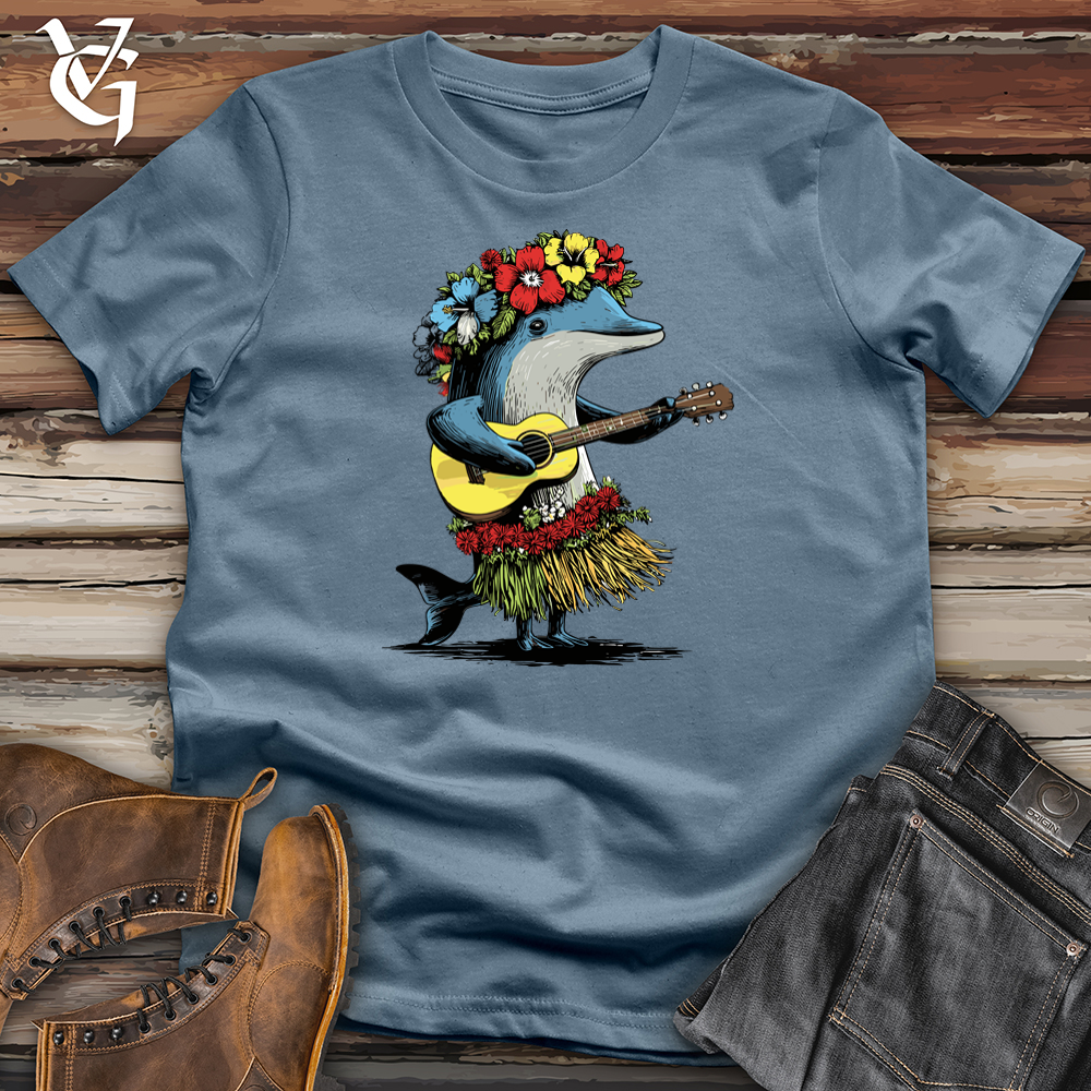 Viking Goods Dolphin Playing The Guiter Softstyle Tee Indigo Blue / L