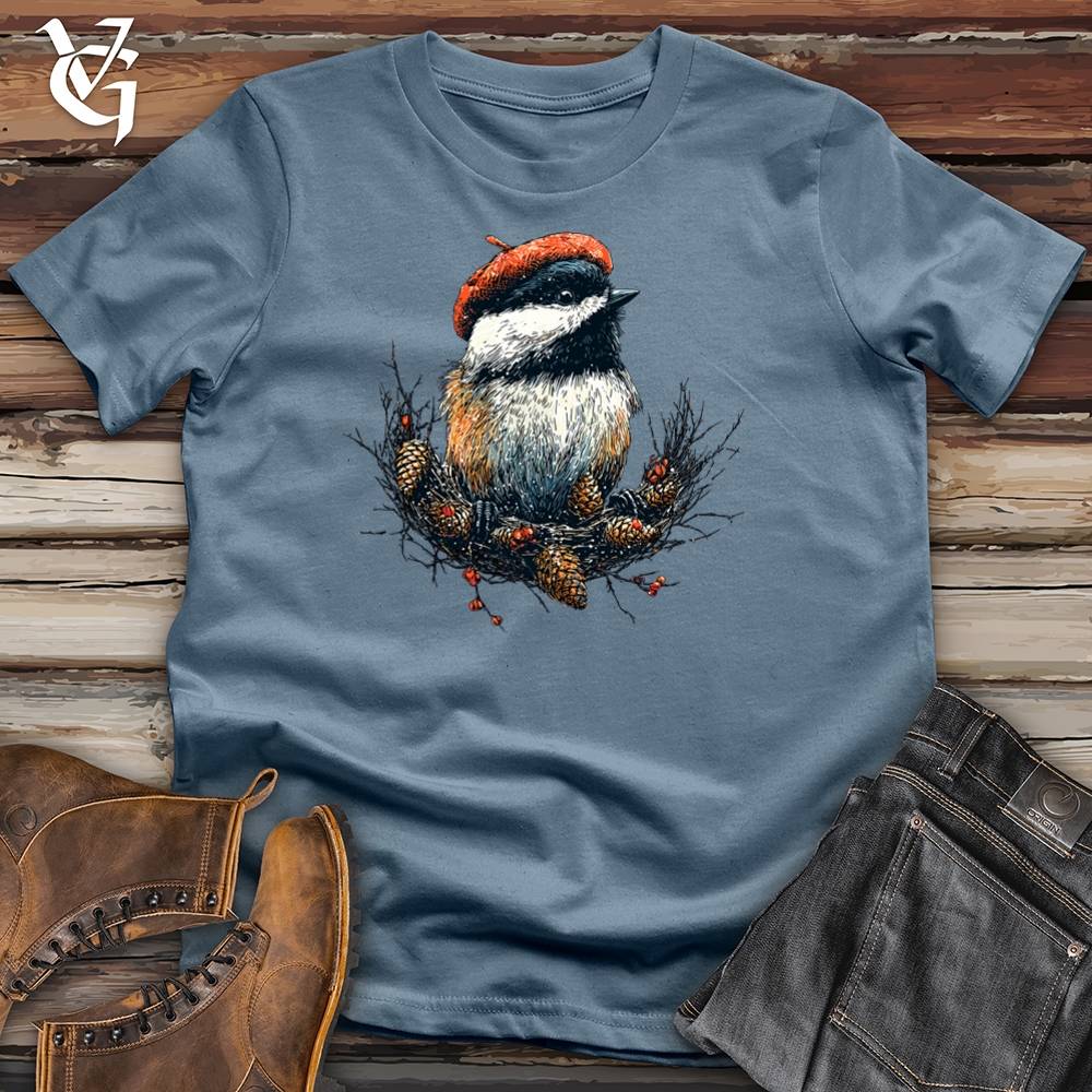 Viking Goods Festive Chickadee Softstyle Tee Indigo Blue / L