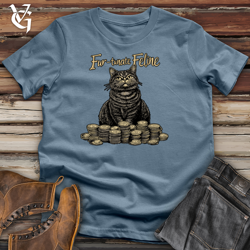 Viking Goods Furrtunate Feline Softstyle Tee Indigo Blue / L