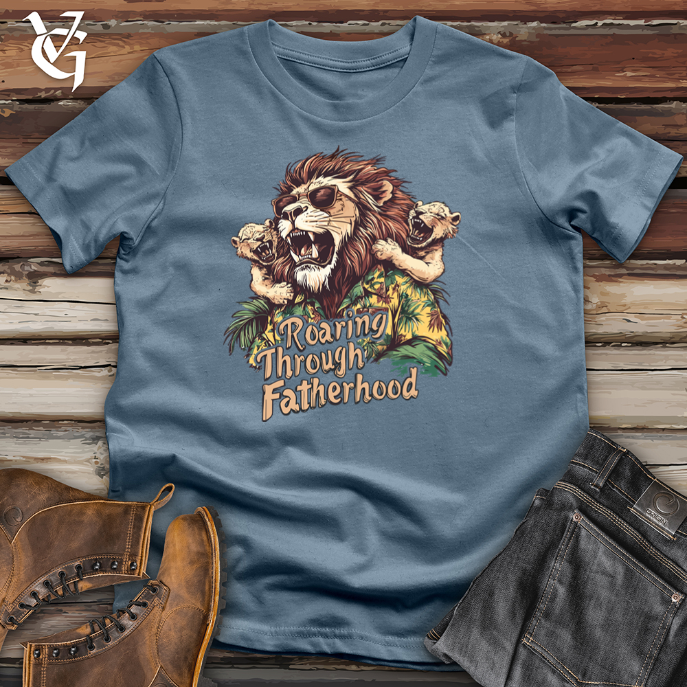Viking Goods Lion Roaring Through Fatherhood Softstyle Tee Indigo Blue / L
