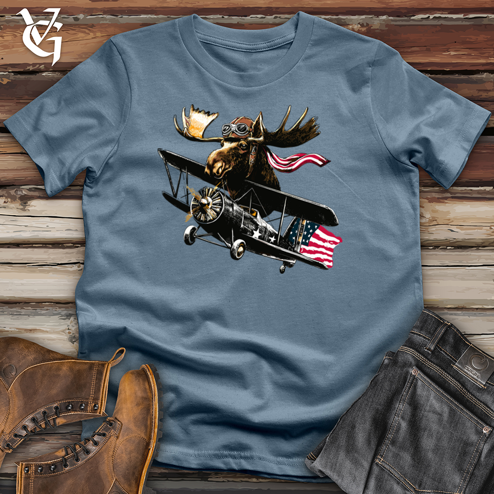 Viking Goods Merica Moose Flight Softstyle Tee Indigo Blue / L