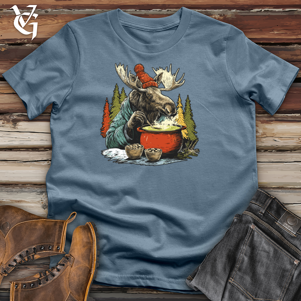 Viking Goods Moose Drinking Soup Tee Indigo Blue / L